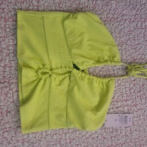 Wild-fable Women's Green and Yellow Crop-top